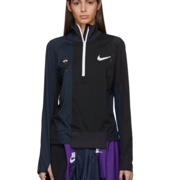 Nike x Sacai Half-Zip Jacket • Black/Blue • Women’s S • Streetwear Grail • EUC - Picture 1 of 16